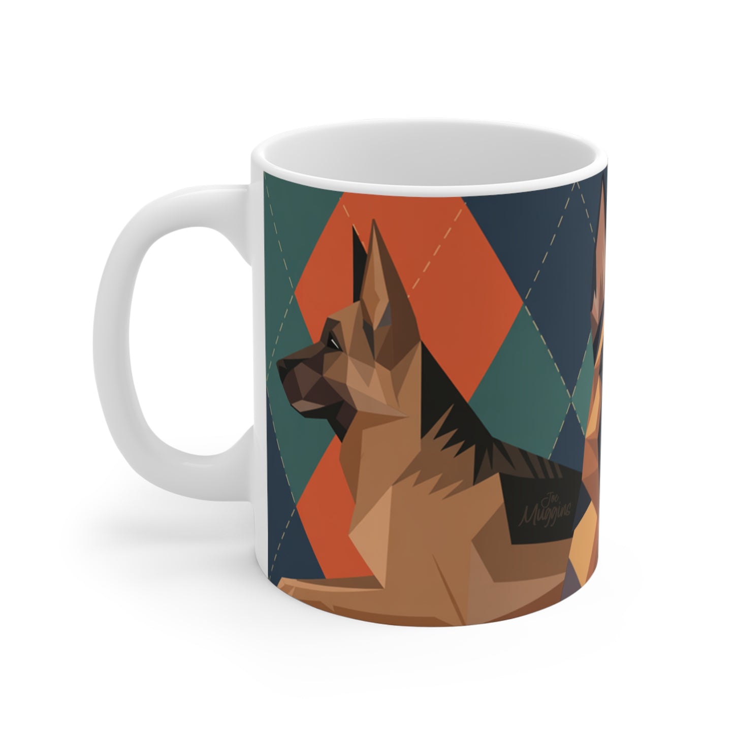 German Shepherd Argyle Mug – Bold. Loyal. Patterned in Class.