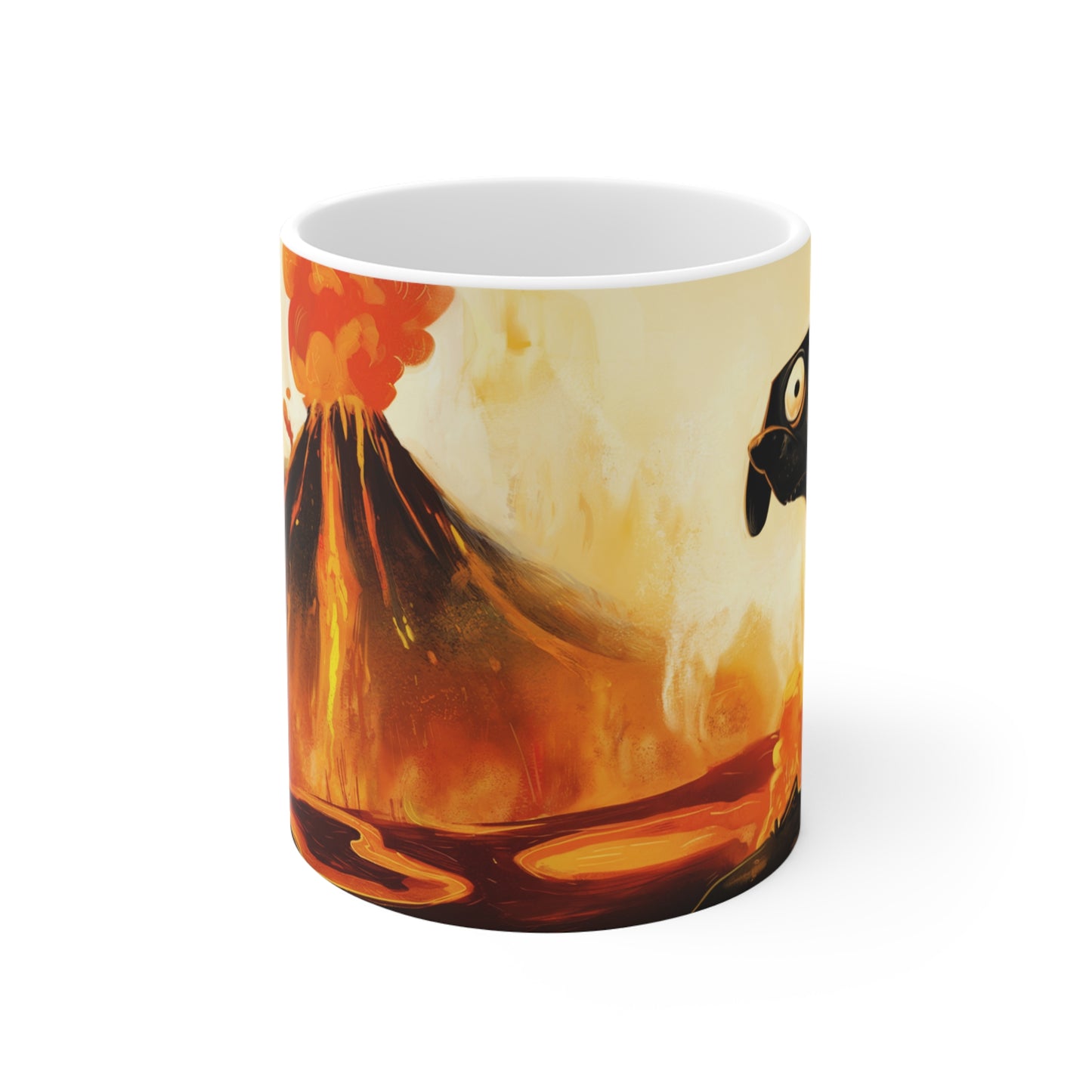 Fido vs the Volcano - Ceramic Mug