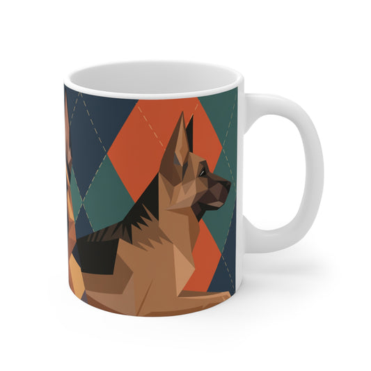 German Shepherd Argyle Mug – Bold. Loyal. Patterned in Class.