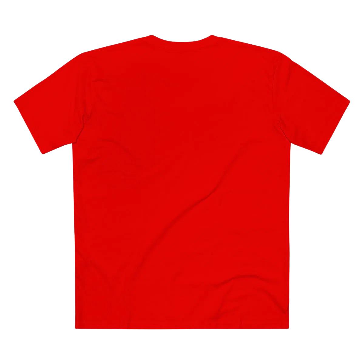 Unisex red dalmatian dog graphic tee back view.