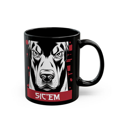 Sic'em Doberman - Black Ceramic Mug